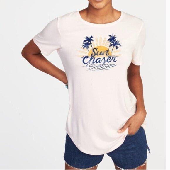 Old Navy Luxe Pale Pink Sun Chaser Graphic Tee XXL - Picture 1 of 8